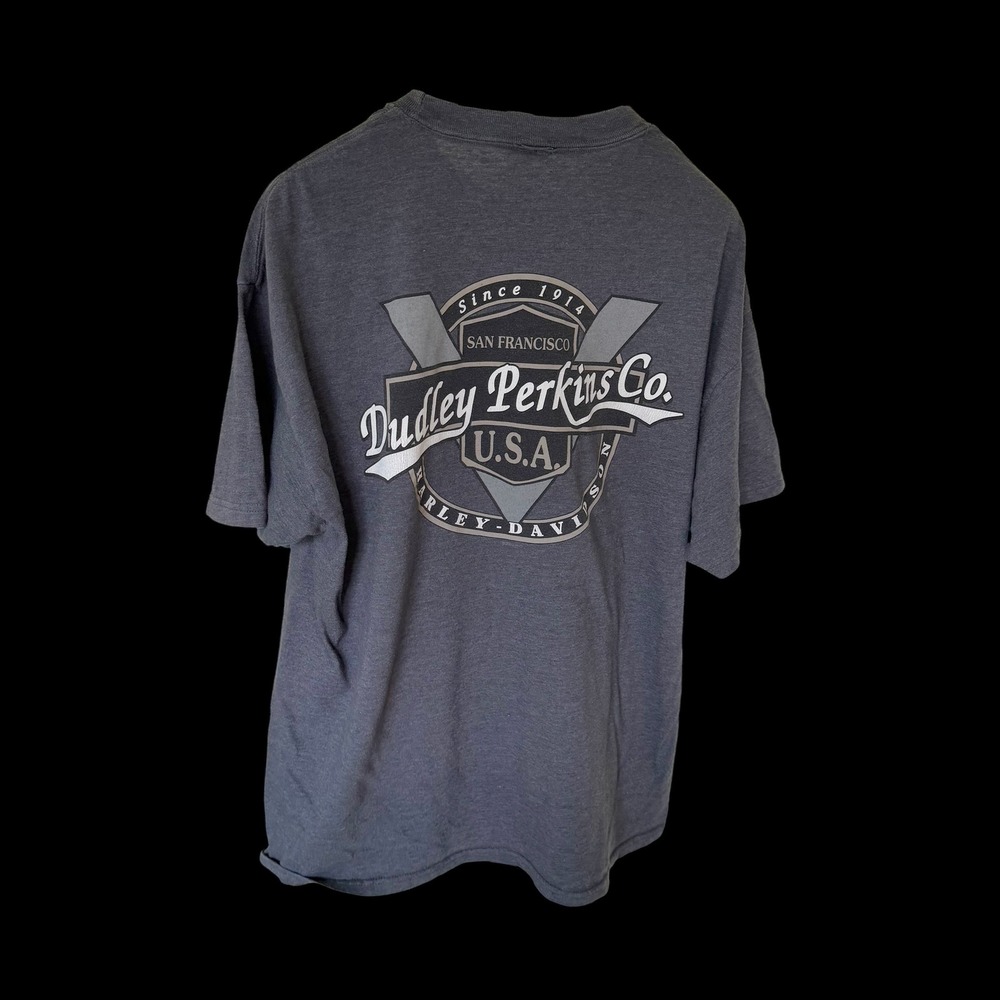 Y2K Harley-Davidson Dudley Perkins Co San Francisco Iron Rebel Pocket T-Shirt